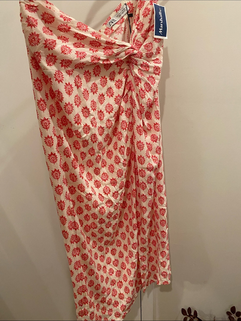 Zara Cream Sarong with Red Floral Print